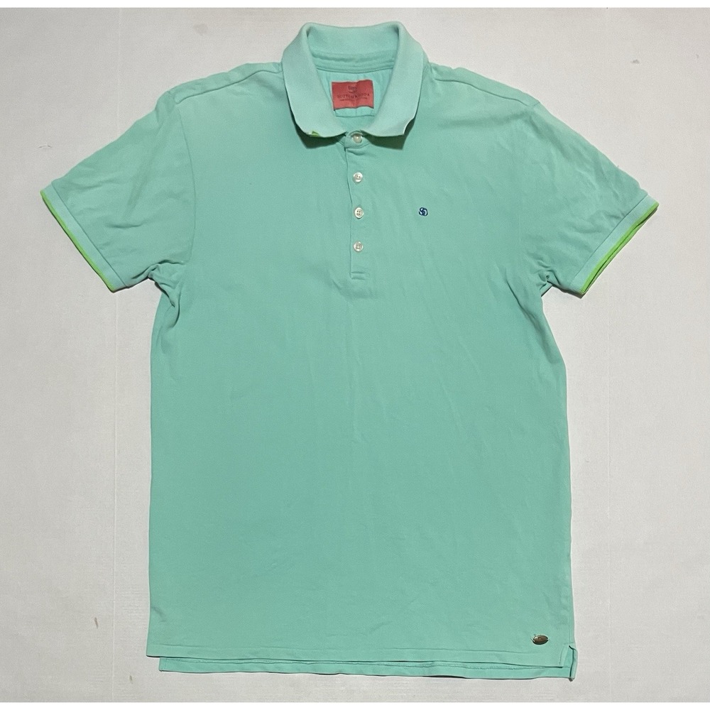 SCOTCH & SODA Mens Polo Shirt Size Large Green Golf Outdoor Short‎ Sleeve